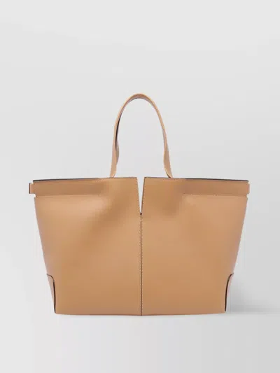 Tod's Stitched Contrast Double Handle Tote Bag