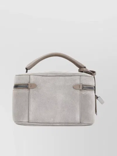 Brunello Cucinelli Suede Leather Pouch With Top Handle