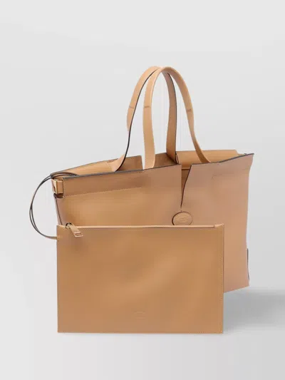 Tod's Stitched Contrast Double Handle Tote Bag