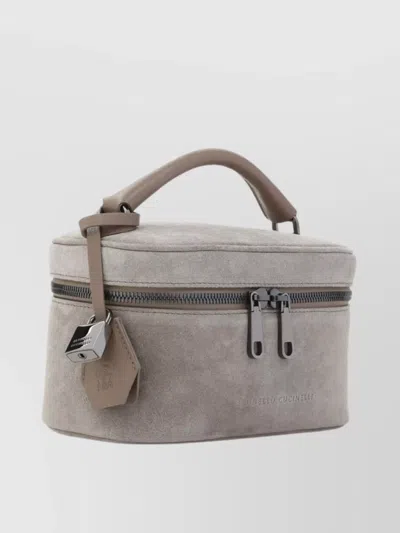 Brunello Cucinelli Suede Leather Pouch With Top Handle