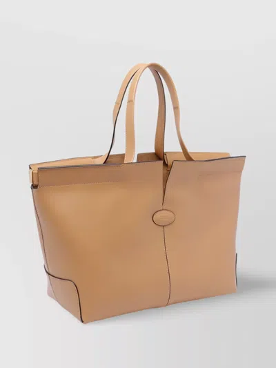 Tod's Stitched Contrast Double Handle Tote Bag