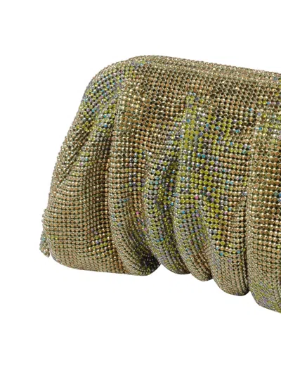Benedetta Bruzziches Ruched Clutch Rectangular Rhinestone Embellishments In Green