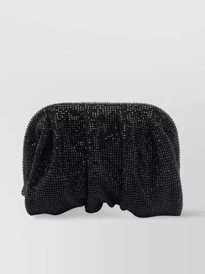 Benedetta Bruzziches Clutch Structured Pleated Rhinestone Embellishment