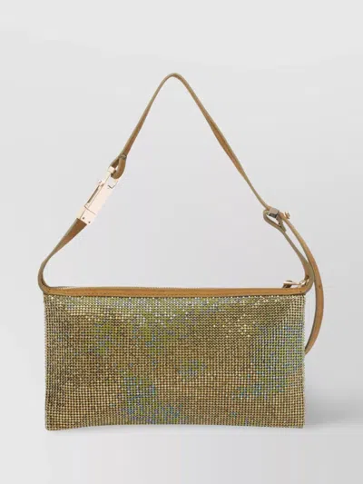 Benedetta Bruzziches Metallic Rectangular Shoulder Bag With Adjustable Strap