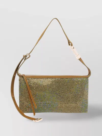 Benedetta Bruzziches Metallic Rectangular Shoulder Bag With Adjustable Strap