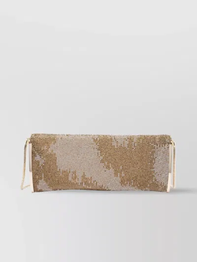 Benedetta Bruzziches Rectangular Rhinestone Chain Shoulder Bag