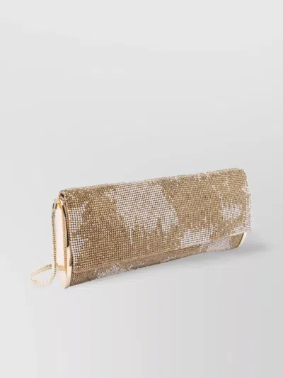 Benedetta Bruzziches Rectangular Rhinestone Chain Shoulder Bag