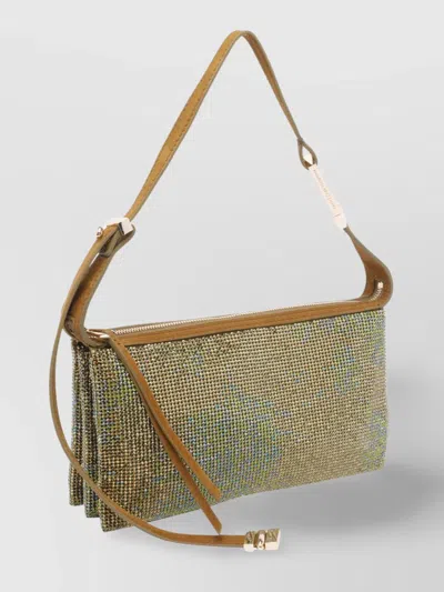 Benedetta Bruzziches Metallic Rectangular Shoulder Bag With Adjustable Strap