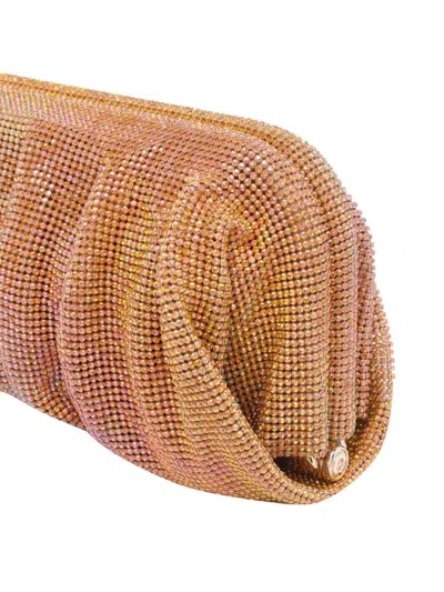 Benedetta Bruzziches Rectangular Rhinestone Ruched Clutch Bag