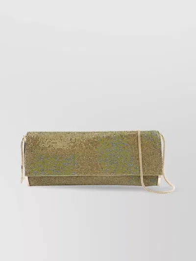 Benedetta Bruzziches Chain Strap Rectangular Shoulder Bag With Rhinestone Embellishment