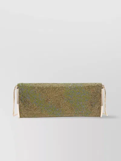 Benedetta Bruzziches Chain Strap Rectangular Shoulder Bag With Rhinestone Embellishment