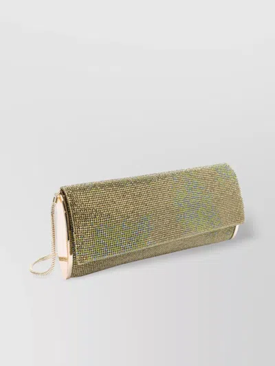 Benedetta Bruzziches Chain Strap Rectangular Shoulder Bag With Rhinestone Embellishment