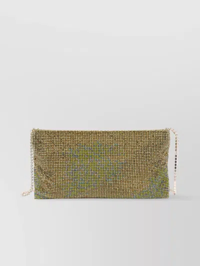 Benedetta Bruzziches Rectangular Rhinestone Chain Strap Clutch Bag