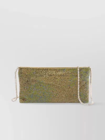 Benedetta Bruzziches Rectangular Rhinestone Chain Strap Clutch Bag