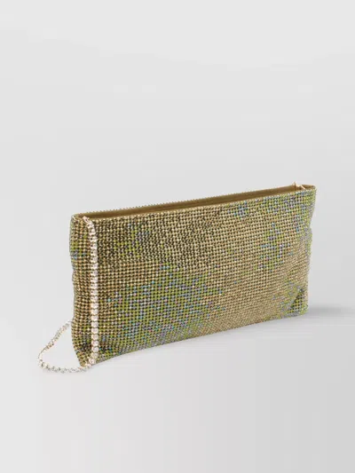 Benedetta Bruzziches Rectangular Rhinestone Chain Strap Clutch Bag