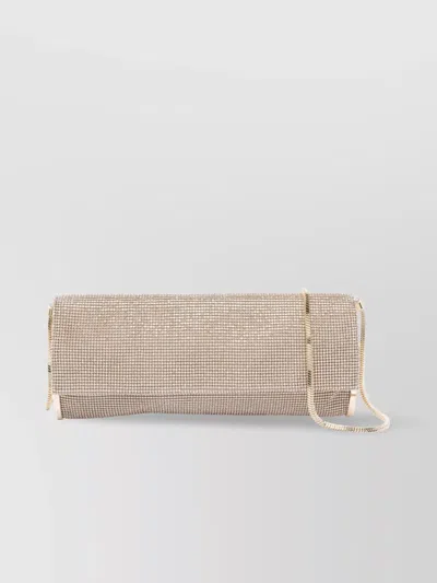Benedetta Bruzziches Chain Strap Rectangular Shoulder Bag With Rhinestone Embellishment