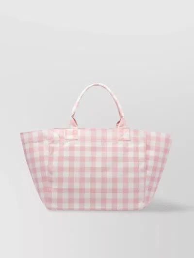 Ganni Checkered Pattern Tote Bag With 2 Handles