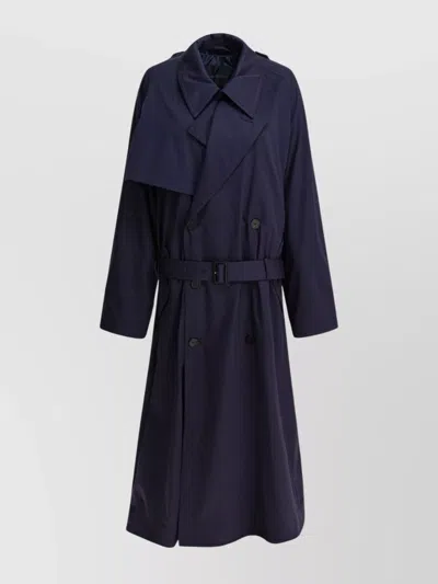 Balenciaga Coats Belted At The Waist With Double-breasted Design In Blue