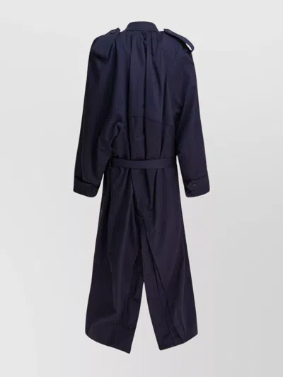 Balenciaga Coats Belted At The Waist With Double-breasted Design In Blue