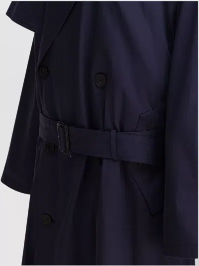 Balenciaga Coats Belted At The Waist With Double-breasted Design In Blue