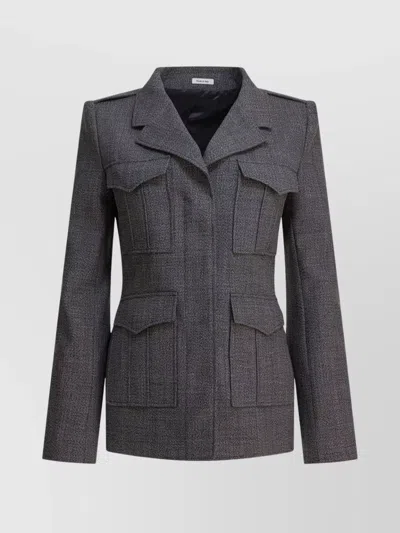Alexander Mcqueen Fitted Silhouette With Epaulettes And Flap Pockets In Gray