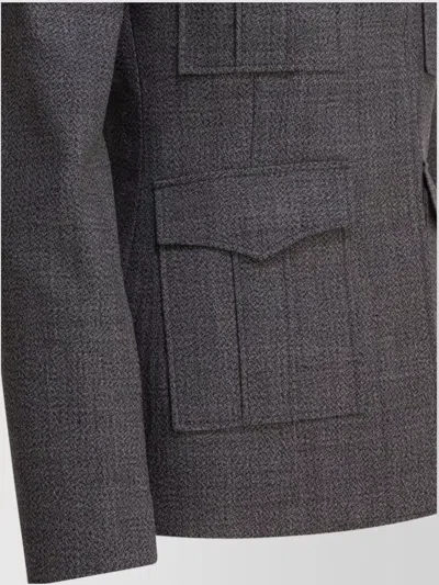 Alexander Mcqueen Fitted Silhouette With Epaulettes And Flap Pockets In Gray