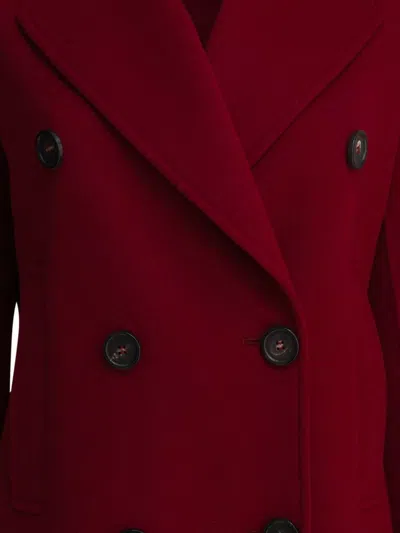 S Max Mara Lapels Double-breasted Design Button Detailing Pockets In Red