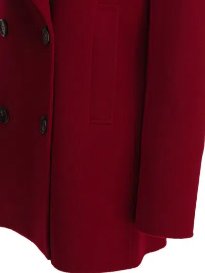 S Max Mara Lapels Double-breasted Design Button Detailing Pockets In Red