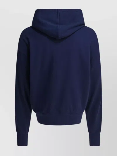 Alexander Mcqueen Full-zip Hooded Sweatshirt With Embroidered Detailing In Blue