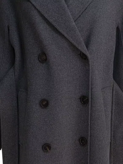 S Max Mara Waist Belted Double-breasted Coat In Gray