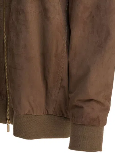 S Max Mara Hooded Jackets With Ribbed Cuffs And Hem In Brown