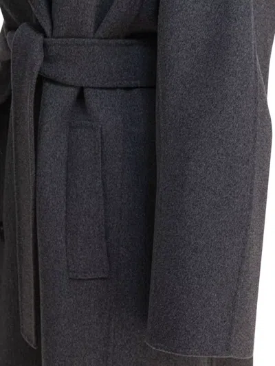 S Max Mara Waist Belted Double-breasted Coat In Gray