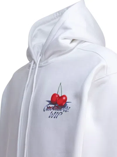 Carhartt Hooded Graphic Print Sweater With Front Pocket In White