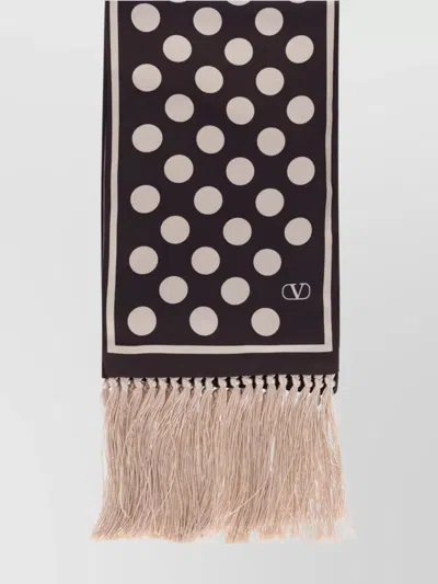 Valentino Scarf With Fringe Detailing And Polka Dot Pattern