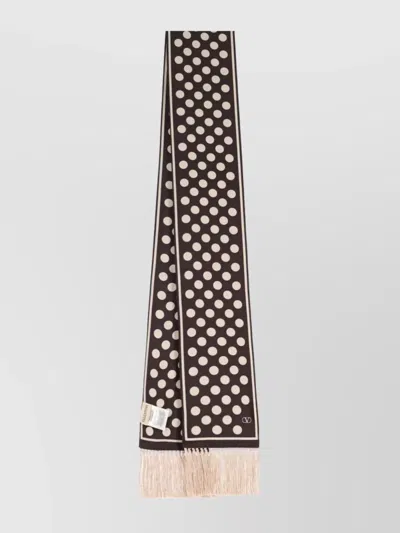 Valentino Scarf With Fringe Detailing And Polka Dot Pattern