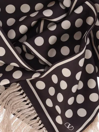 Valentino Scarf With Fringe Detailing And Polka Dot Pattern