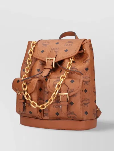 Mcm Straps Detail Hardware Pockets Handle In Brown
