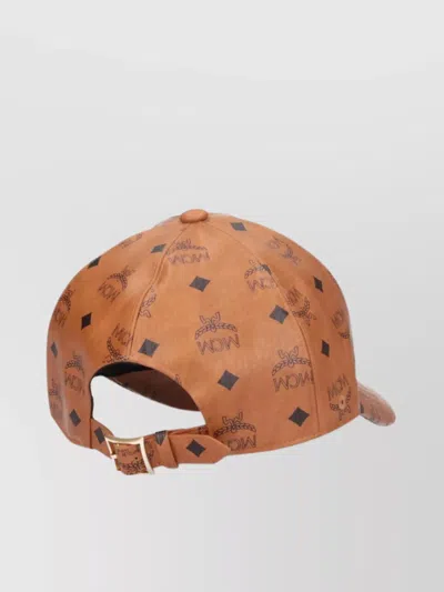 Mcm Casual Buckle Detail Curved Brim Hat In Brown