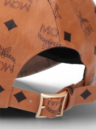 Mcm Casual Buckle Detail Curved Brim Hat In Brown