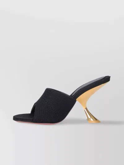 Amina Muaddi Heel Open Toe Fabric Unique Design