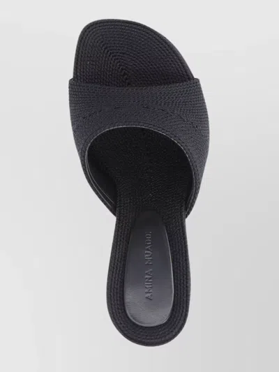 Amina Muaddi Heel Open Toe Fabric Unique Design