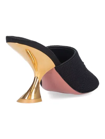 Amina Muaddi Heel Open Toe Fabric Unique Design