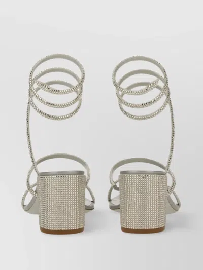 René Caovilla Block Heel Embellished Strappy Sandals