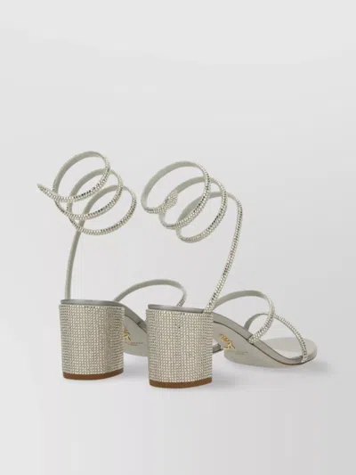 René Caovilla Block Heel Embellished Strappy Sandals