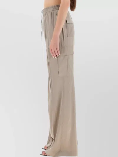 Tom Ford Cargo Pocket Drawstring Elastic Waistband Wide Leg Trousers In Gray