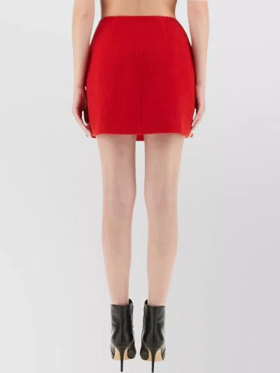 Balmain High Waist A-line Skirt With Button Detailing In Red