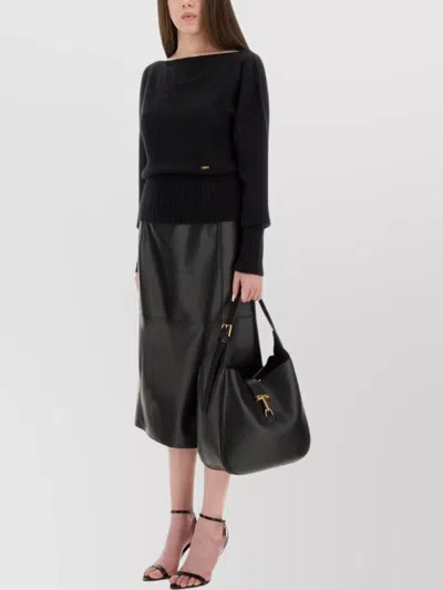 Tom Ford Knitwear With Long Sleeves And Ribbed Hem In Black