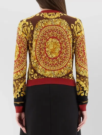 Versace Knitwear With Gold-tone Buttons And Front Pockets In Orange