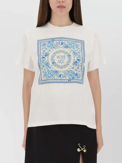 Versace Crew Neck Graphic Print Short Sleeves Top