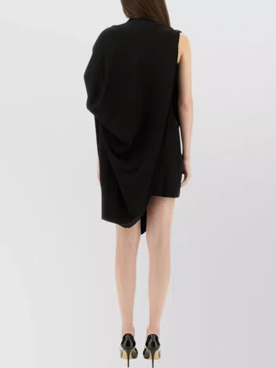 Jean Paul Gaultier Draped High Neck Sleeveless Asymmetric Dress In Black